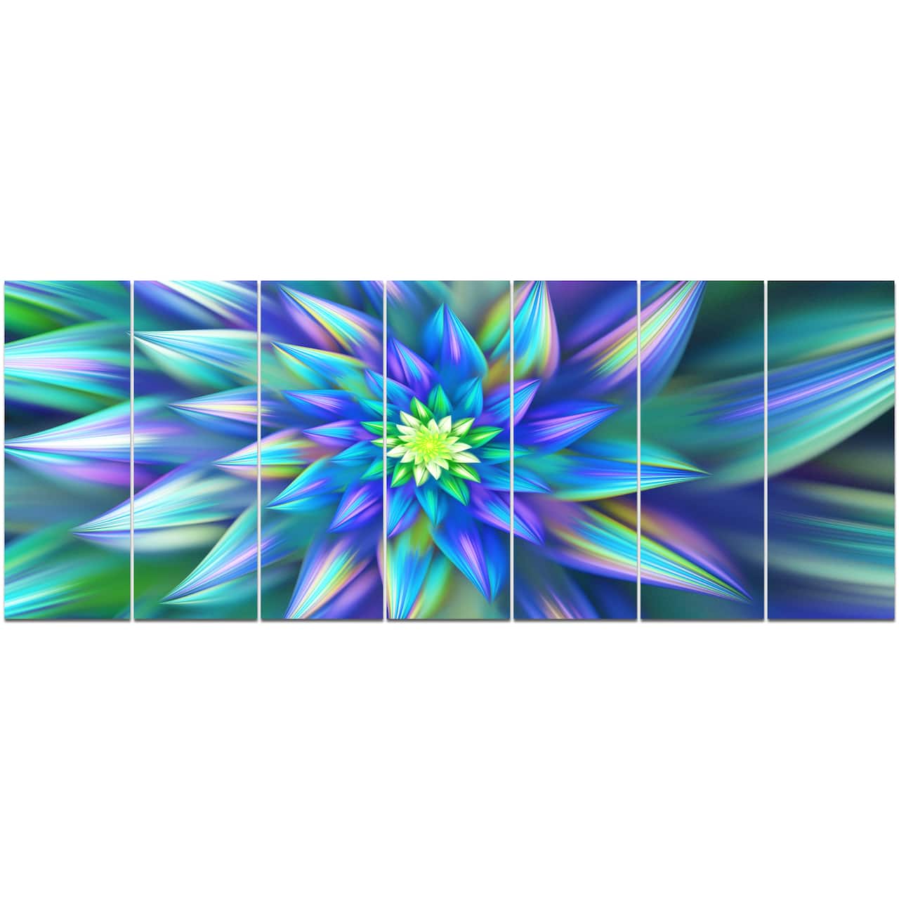 Designart - Huge Light Blue Fractal Flower - Floral Canvas Art Print